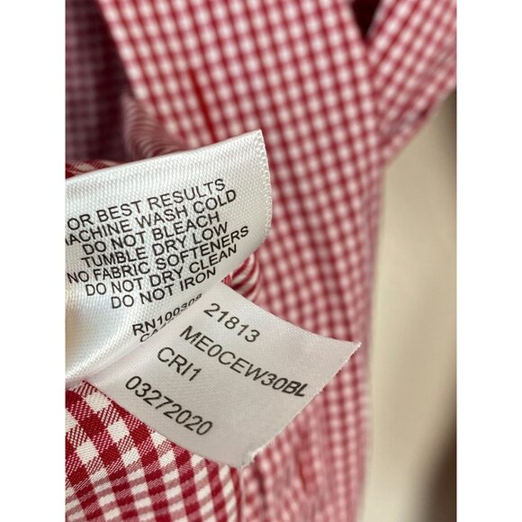 Peter Millar Mens Red Gingham Button Up Shirt size Large Cardinal Stanford Logo - Picture 5 of 15